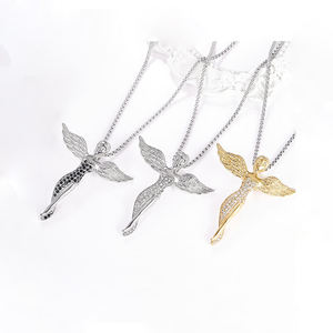 Hip Hop <b>Angel</b> <b>Goddess</b> Iced Out Cubic Zirconia Waterproof Tarnish Free Stainless Steel Fashion Jewelry Pendant Necklace Wholesale - Product Image 1