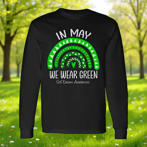 Nel mese di maggio indossiamo la maglietta a maniche lunghe verde per la consapevolezza dell'autostima - Product Image 3