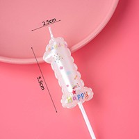 Bougies d'anniversaire originales en forme de ballon avec impression Joyeux Anniversaire colorée et bâtonnet en plastique pour la décoration de gâteaux