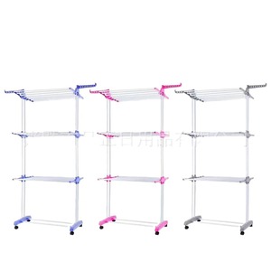 Three Layer Foldable <b>Clothes</b> Drying <b>Rack</b> Airfoil Design Standing Mobile Multi Functional For Indoor Outdoor Use - Product Image 2