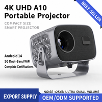 Projecteur intelligent Android A10 personnalisable, compatible 4K, mini projecteur vidéo LED portable, WiFi pour cinéma maison et films en plein air
