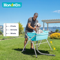 Baignoire pour animaux de compagnie de 65 L, pliable, avec cadre en acier carbone robuste, tuyau de drainage, tapis antidérapant, pour salon de toilettage canin commercial