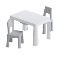 Ensemble table et chaise pour enfants, style minimaliste moderne, en plastique moulé robuste, design aux coins arrondis, facile à nettoyer
