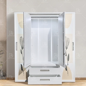 <span class=keywords><strong>Armoire</strong></span> moderne en acier avec porte <span class=keywords><strong>coulissante</strong></span> miroir et tiroirs | Armoires de chambre en aluminium sur mesure - Product Image 1
