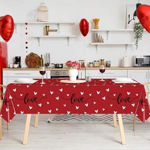 Manteles impermeables desechables <span class=keywords><strong>de</strong></span> plástico con estampado <span class=keywords><strong>de</strong></span> corazones <span class=keywords><strong>de</strong></span> amor rojos a prueba <span class=keywords><strong>de</strong></span> aceite para bodas, fiestas y eventos al aire libre - Product Image 6