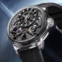 Bonest Gatti Vintage Skelett Herren Automatische Mechanische Uhr Multifunktionale Chronograph Leuchtende Wasserdichte Uhr BG4002