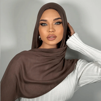 Luxueux Hijab Musulman en Modal, Foulard Long Marron Uni Doux pour Femme, Vente en Gros 100% Rayonne et Modal
