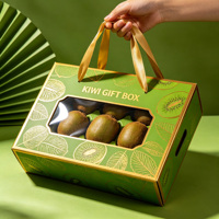 Op maat bedrukte golfkartonnen fruitverpakking doos kiwi banaan cadeaudoos met transparant venster en lint handvat voor fruitverpakking