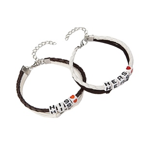 2025 nuevo DS Fashion Meaning 2 PC Set amantes <span class=keywords><strong>amistad</strong></span> cuerda trenzada HIS HERS letras pareja pulseras - Product Image 4
