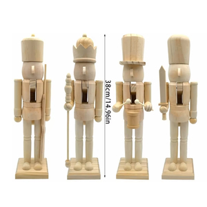 Figurine de soldat <span class=keywords><strong>casse</strong></span>-noisette en bois naturel non fini, à peindre soi-même, pour décoration de Noël, cadeau artisanal pour enfants, 30 cm 12 cm - Product Image 1