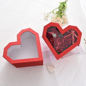 Quà Tặng Hoa Hồng Thiết Kế Mới Hộp Lớn Hộp Hoa Hình Trái Tim Đóng Gói Hoa Có Cửa Sổ Hộp Trái Tim Amorores <span class=keywords><strong>Fl</strong></span> Y - Product Image 5