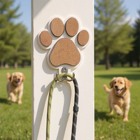 Crochet mural pour laisse de chien le plus vendu, décoration murale créative pour animalerie, crochet élégant en bois avec empreinte de patte, capacité de charge 3-5 kg