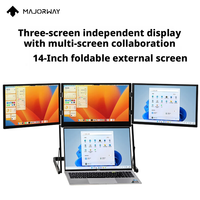 Moniteur portable 14 pouces, extension d'écran triple, écran d'ordinateur portable, USB-C, H D M I, pliable, multi-écrans pour le bureau et les voyages