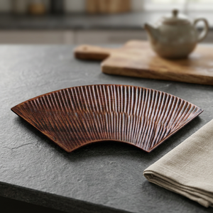 Handmade Wooden Fan Shape Table <b>Mat</b> Irregular Wabi Sabi Design <b>Mats</b> & Pads - Product Image 1