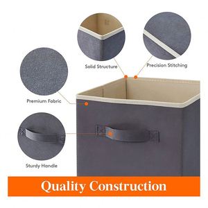 Household 4 Pack Closet Organizer <b>Basket</b> <b>Cube</b> Box Foldable Fabric Storage Bin for Clothes - Product Image 3