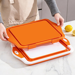 Folding Plastic <b>Storage</b> Container Orange <b>Collapsible</b> Food <b>Box</b> With Lid For Camping And Outdoor Use - Product Image 2