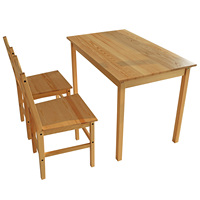 Ensemble de table à manger en bois massif de pin naturel de couleur naturelle, moderne, professionnel, 4 chaises, 4 places, pour hôtel, maison