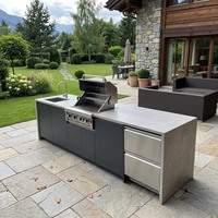 Cuisine extérieure haut de gamme en acier inoxydable 304, respectueuse de l'environnement, ensemble de cuisine extérieure pour hôtel avec barbecue à gaz pour jardin