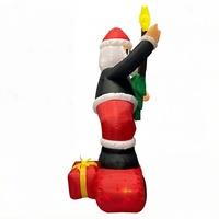 Weihnachtlicher Aufblasbarer Rockstar-Weihnachtsmann mit LED-Beleuchtung 1,8m Aufblasbarer Gitarren-Weihnachtsmann Gartendekoration PVC-Material Umweltfreundlich Waschbar