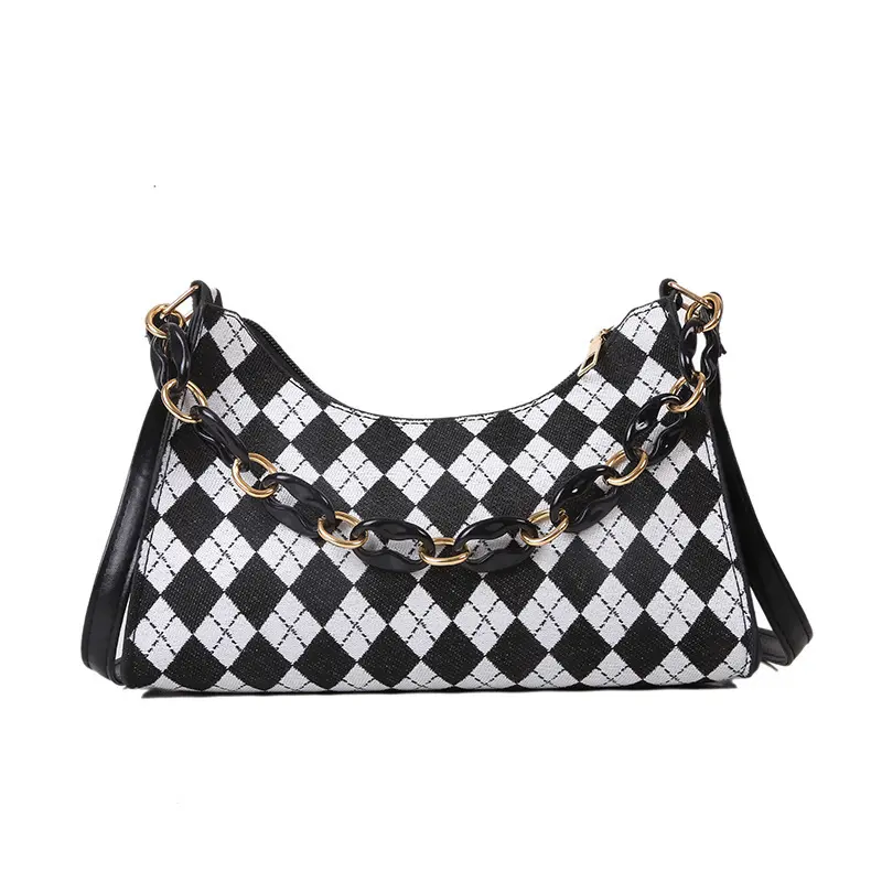 Hot Selling Checkerboard Fashion One-shoulder Cross-body Fashion Simple Nylon Designer Luxury Handbag Custom Handbag