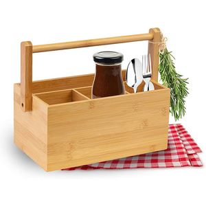 Eco-friendly Natural <b>Kitchen</b> <b>Storage</b> Box Spice Rack Bamboo <b>Storage</b> Box With Handle - Product Image 5