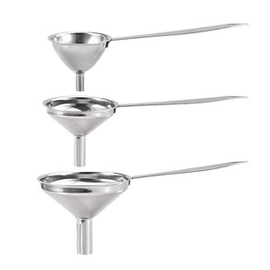 Stainless Steel Long Handled Funnel 3 Piece Set For Kitchen Oil Wine Straining Silver - Product Image 4