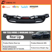 Diffuseur arrière avec LED pour Tesla Model 3 Highland 2024-2026, vente en gros d'usine, kit carrosserie ABS noir brillant aspect carbone, produit très demandé