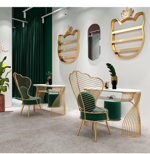 2025 High Quality Modern Stainless Steel Hanging Ornament Manicure <b>Table</b> Chair Set Professional Salon Living Room MK - Product Image 2