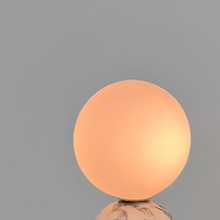 Lampe de table en marbre naturel, globe rond, lampe de chevet, lumière d'ambiance chaude vintage nordique pour chambre à coucher, salon