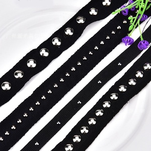 Ruban de couture en tissu, ceinture, ruban à <span class=keywords><strong>strass</strong></span> métalliques, perles à rivets, ruban noir, dentelle, garniture pour vêtements DIY, accessoires faits main - Product Image 2