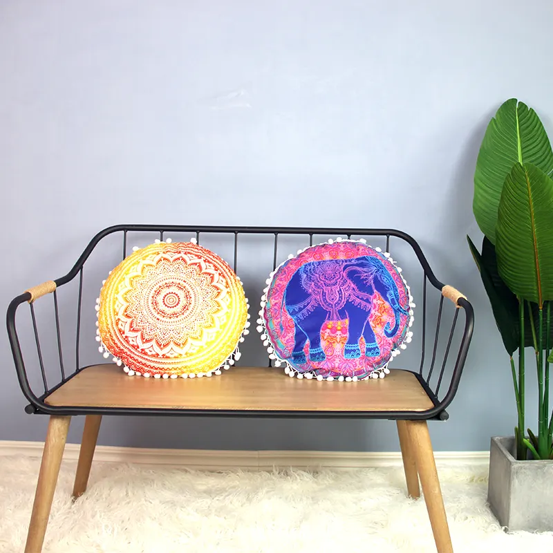 Hot Selling India Style Throw Pillow Covers Mandala Printing Circular Pillows Case