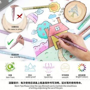 Wholesale Dual Tip Metallic Brush Pen Glitter Graffiti 24 Color Acrylic Art Marker for Paper Card <b>Stone</b> Glass Ceramic Drawing - Product Image 2