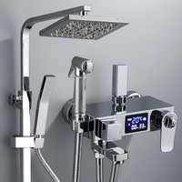 Robinet de luxe à température constante avec affichage numérique LED chromé et ensemble de douche pressurisée chaude et froide pour salle de bain