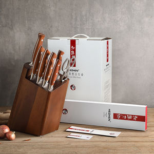 ชุดมีดทำครัวดีไซน์ใหม่ XINZUO คุณภาพสูง ผลิตจากเหล็กเยอรมัน ด้ามไม้แดง พร้อมแท่นวางมีดไม้ - Product Image 5