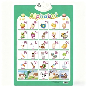 Gráfico del alfabeto fónico en inglés superventas, gráficos de reconocimiento de frutas y verduras, libro de Audio de plástico educativo para niños con sonido - Product Image 1