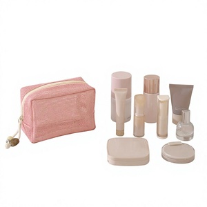 Étui de rangement cosmétique portable multifonctionnel, petit, durable, écologique, avec fermeture éclair en maille et poignée souple, pour les voyages et l'usage quotidien - Product Image 4
