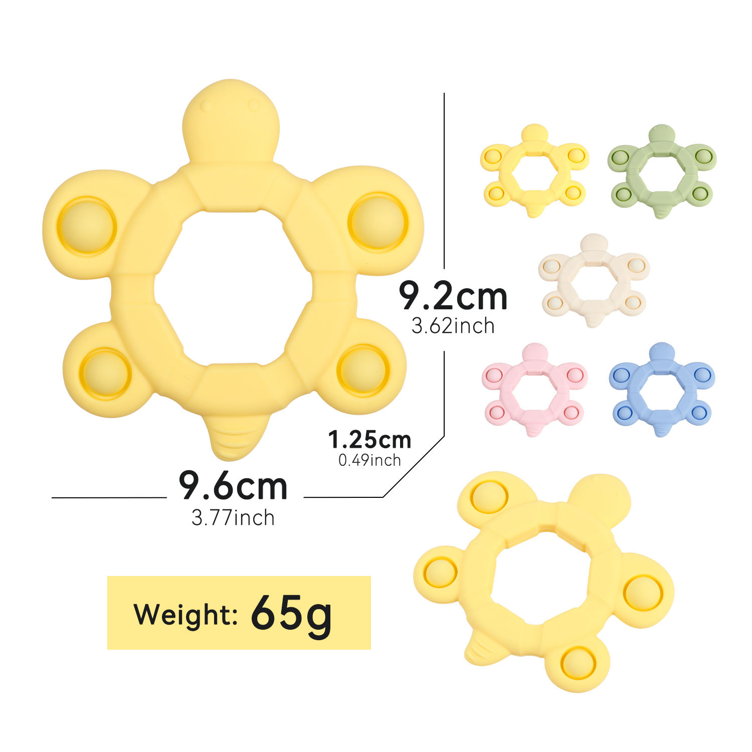 Juguete para la dentición con diseño de tortuga de dibujos animados.