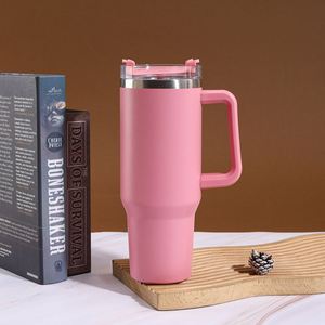 Mug de voyage H1.0 avec poignée, 40 oz, double paroi isolée, couvercle, paille, antidérapant, couleur personnalisée OEM - Product Image 5