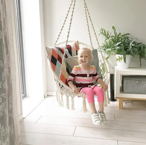 Intérieur Extérieur <span class=keywords><strong>Suspendu</strong></span> <span class=keywords><strong>Macramé</strong></span> Hamac Balançoire Chaise pour enfant et adulte - Product Image 2