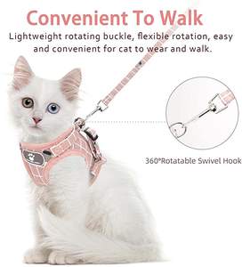맞춤형 메쉬 고양이 하네스 리드줄 조절 가능한 애완동물 사랑스러운 고양이 하네스 리드줄 소형 중형 애완동물용 - Product Image 4