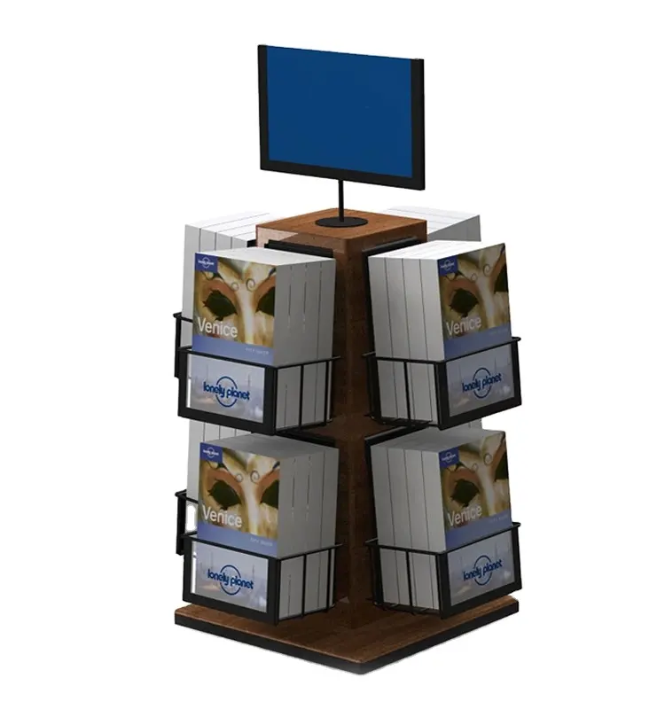 Professional Displays Manufacturing Wooden Counter Fabric Sample Book Greeting Card Display Stands