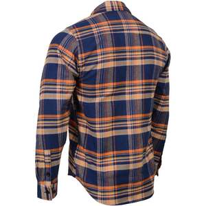 2025 cuir MNG11700 chemise en flanelle de coton robuste à manches longues bleu/orange 10.5 oz pour homme - Product Image 3