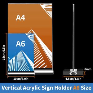 4x6 pouces porte-signe acrylique <span class=keywords><strong>Double</strong></span> face présentoirs verticaux clair porte-signe de table porte-papier fête de réception de mariage - Product Image 2