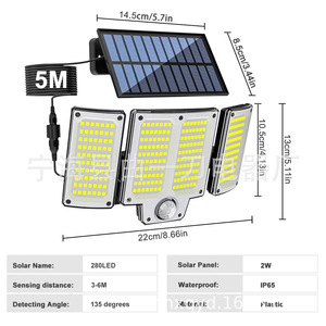 Solar Outdoor Wall <b>Light</b> 280LED 2W IP65 Waterproof <b>Motion</b> <b>Sensor</b> Garden Street <b>Light</b> - Product Image 1