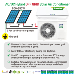 ESUN เครื่องปรับอากาศพลังงานแสงอาทิตย์ระบบ9000BTU ไฮบริด18000BTU เครื่องปรับอากาศแบบกริดสำหรับบ้าน esac (R)-52GW/เดือนเครื่องปรับอากาศหลายแบบ - Product Image 2