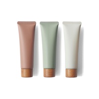Tube souple cosmétique 30/40/50 g/ml avec capuchon effet bois ; Distributeur de crème pour les mains, nettoyant visage, lotion ; Bouteille en plastique vide fabriquée en Chine