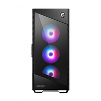 Boîtier PC de jeu MSI MPG Velox 100R Mid-Tower avec panneau latéral en verre trempé, 4 ventilateurs ARGB de 120 mm, support de radiateur de 360 mm