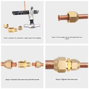 Riduttore per Tubi in Rame AC in Ottone con Connessione Maschio a Flangia e Dadi, Senza Saldatura, Raccordo a Diametro Variabile per Riparazioni AC - Product Image 6