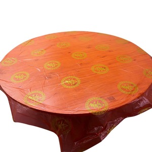 Disposable <b>Tablecloth</b> 1.8m Red <b>Round</b> Waterproof Oil Resistant For Weddings With Happiness Pattern <b>PVC</b> Material - Product Image 5