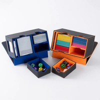 Boîte de rangement double pour cartes Commander, capacité 280+ cartes à pochettes individuelles, en cuir, compatible TCG, CCG, cartes Magic